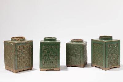 Quattro Vasi in Ceramica Smaltata Verde