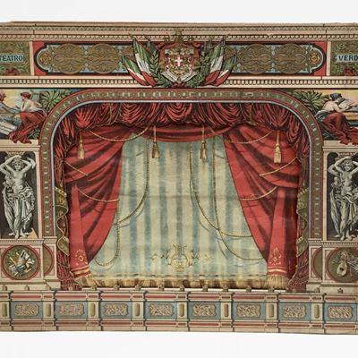 Teatro con fondali, legno e carta, fine '800