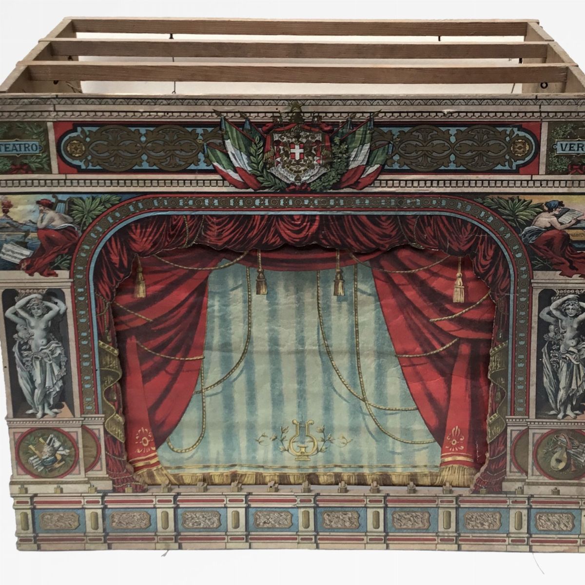 Teatro con fondali, legno e carta, fine '800