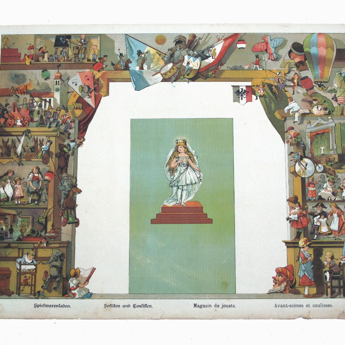 Teatro con fondali, legno e carta, fine '800