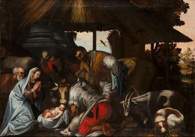 Anonimo, Adorazione dei Pastori, olio su tela