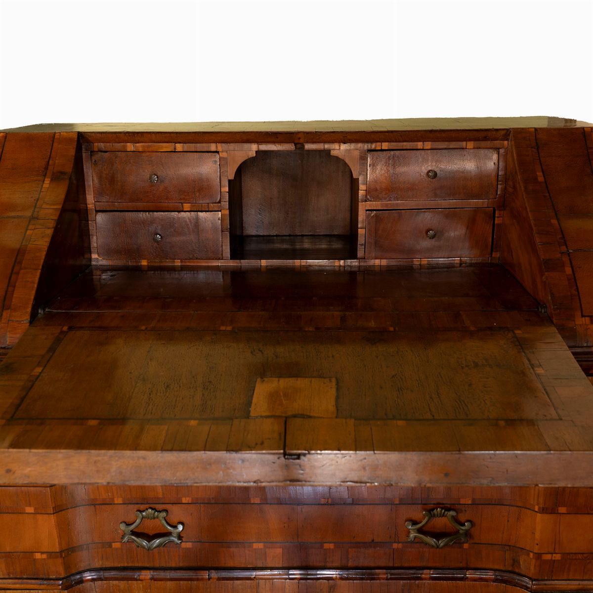 Elegante Ribalta in Legno Lastronata in Noce, Inizi Secolo XVIII
