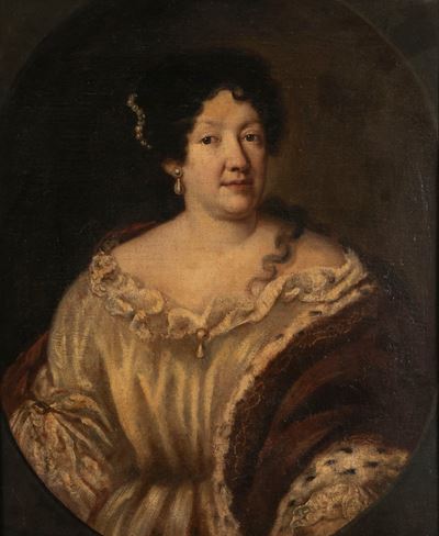 Ritratto di gentildonna a mezzo busto, olio su tela entro ovale