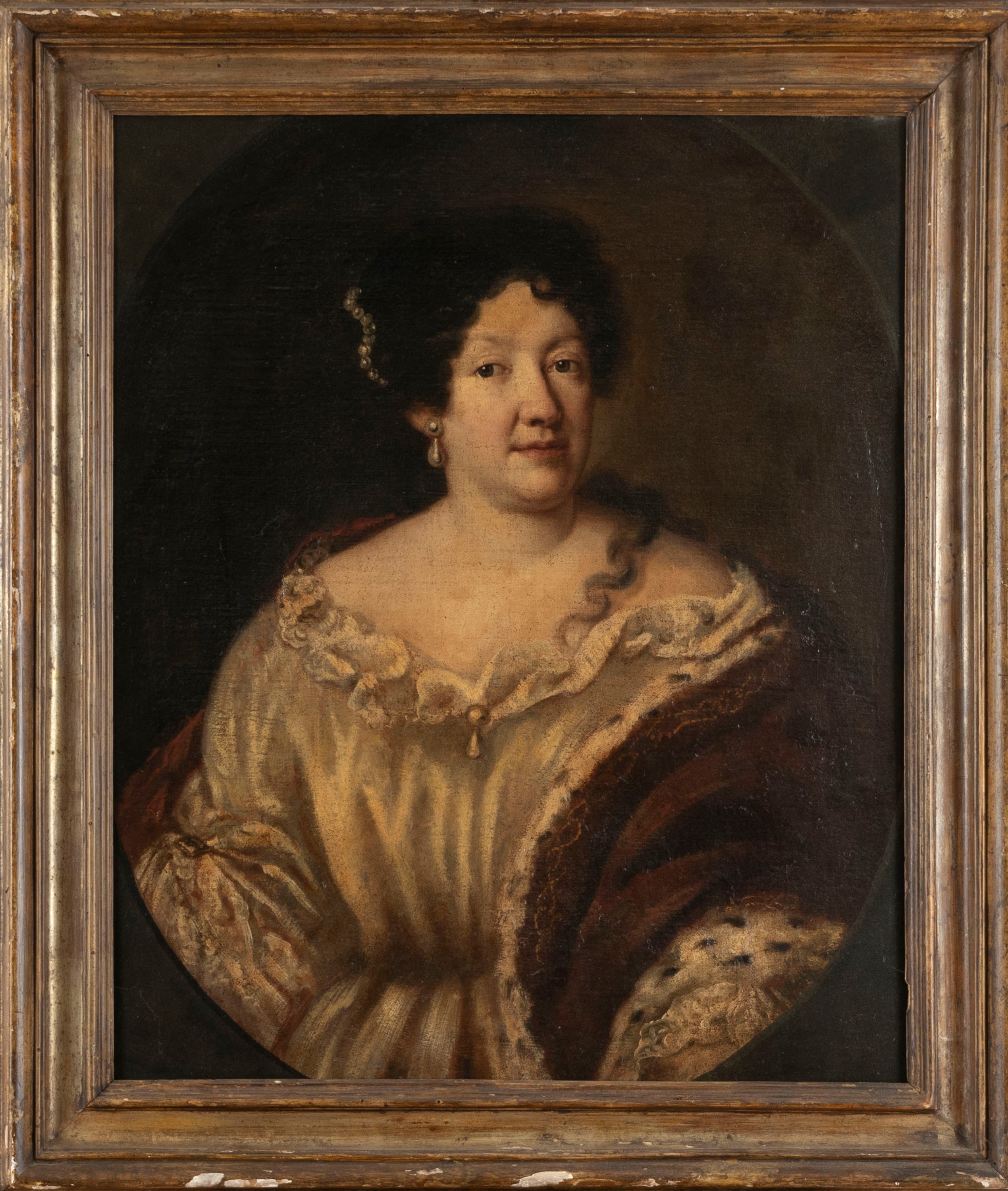 Scuola Italiana, Fine Secolo XVII - Inizio XVIII - Ritratto di gentildonna a mezzo busto, olio su...