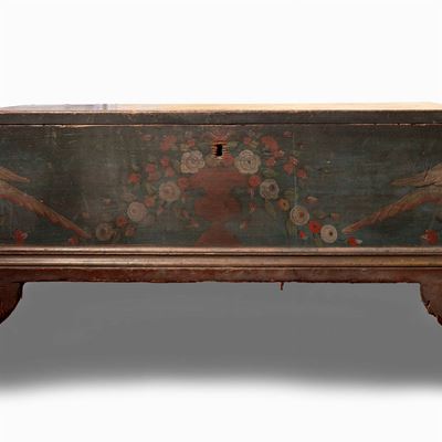 Antica Cassapanca in Legno Dipinto