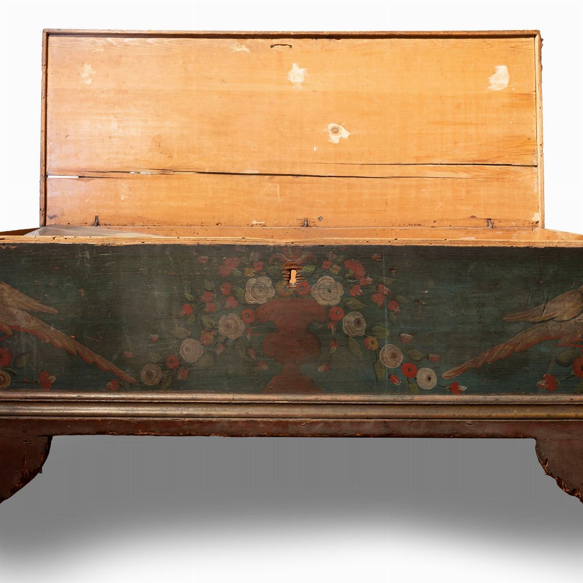 Antica Cassapanca in Legno Dipinto
