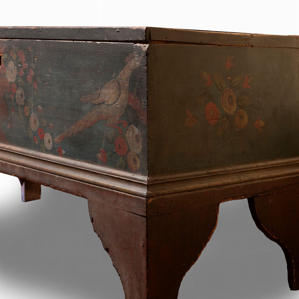 Antica Cassapanca in Legno Dipinto