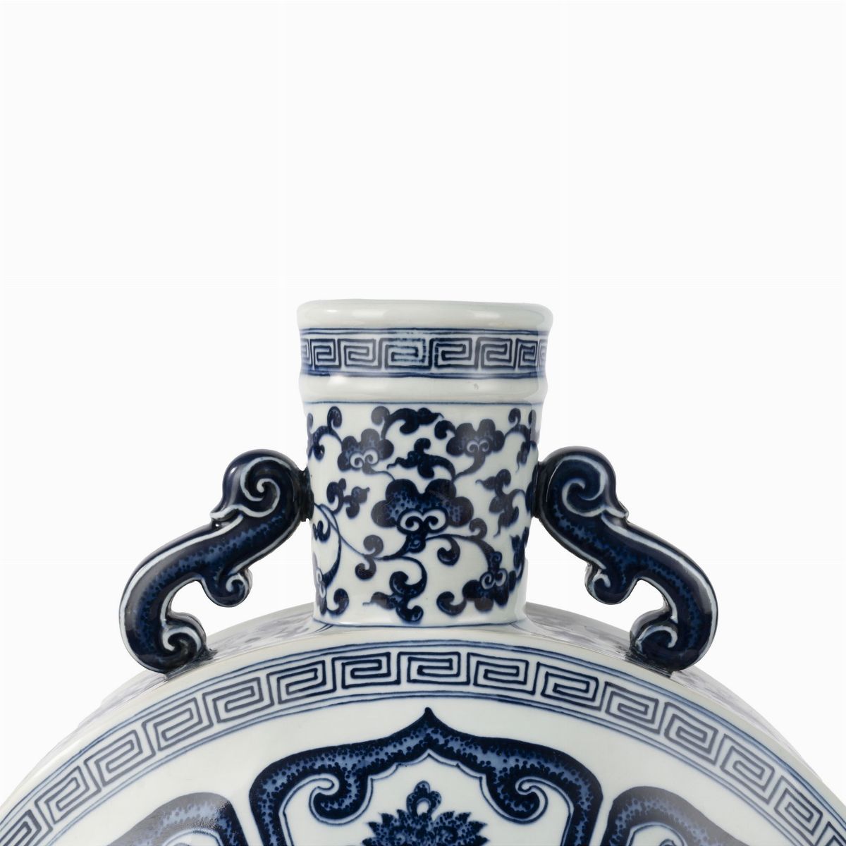 Vaso Moonflask in Porcellana Bianca e Blu, Cina, Secolo XX