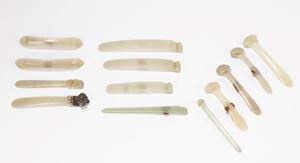  - FIVE JADE RUYI SCEPTERS AND EIGHT PAPERWEIGHTS