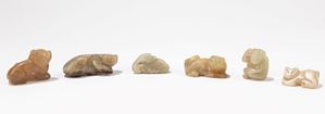  - SIX JADE/HARDSTONE CARVINGS