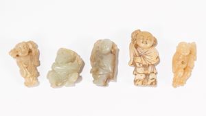  - FIVE JADE CARVINGS