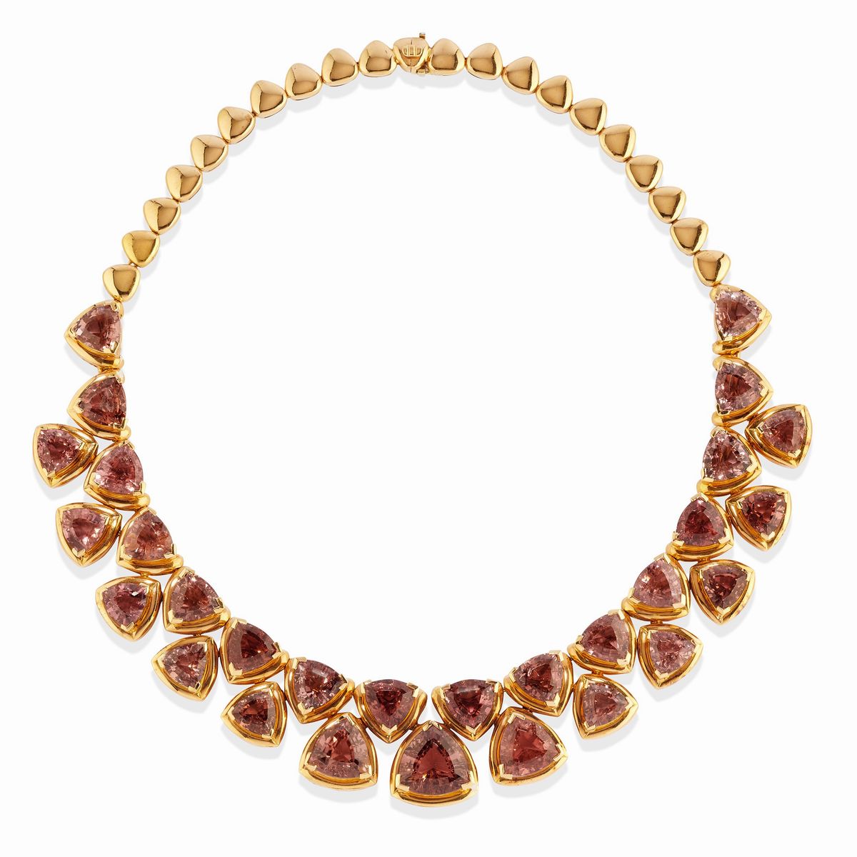 Demi parure in oro giallo 18k con tormaline rosa