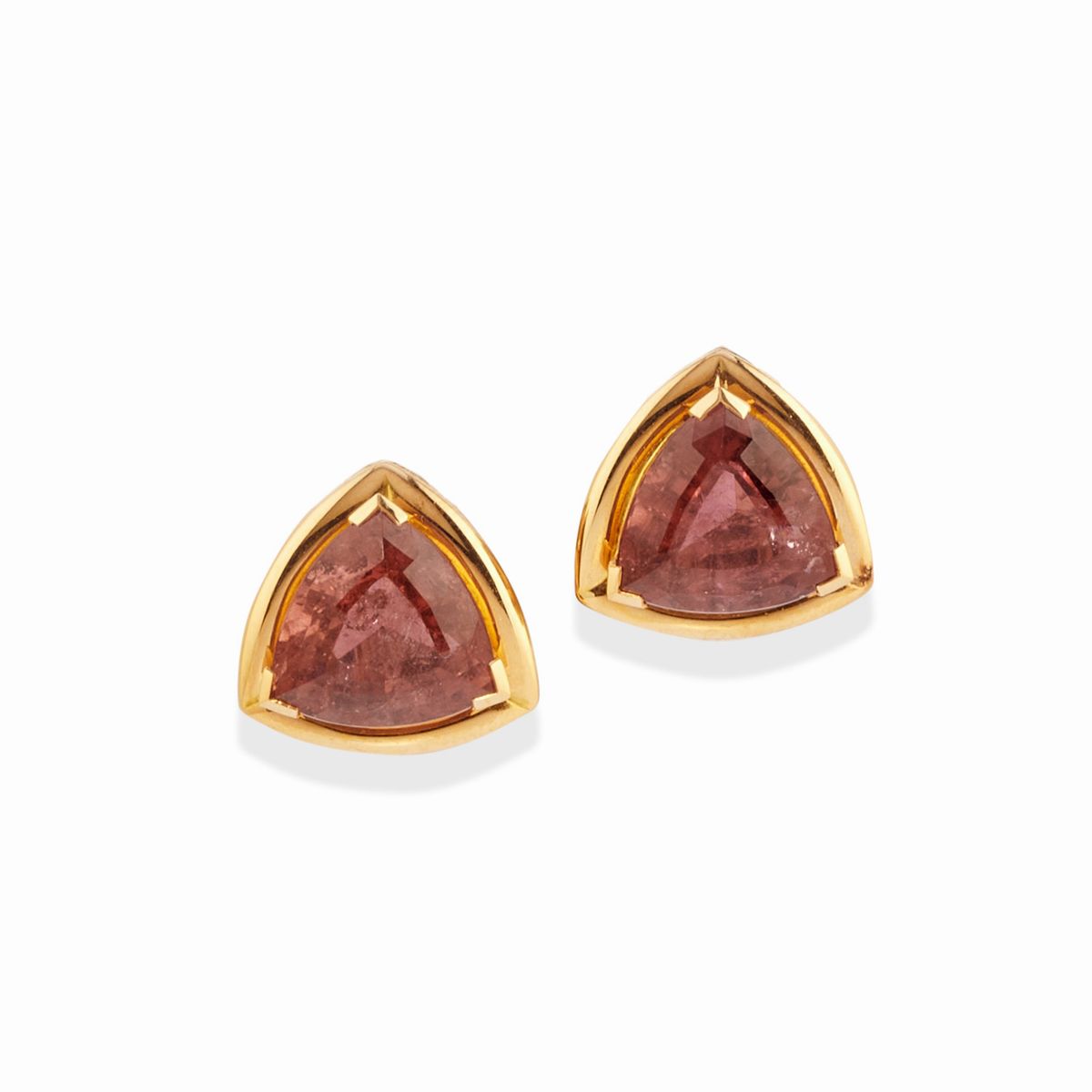 Demi parure in oro giallo 18k con tormaline rosa