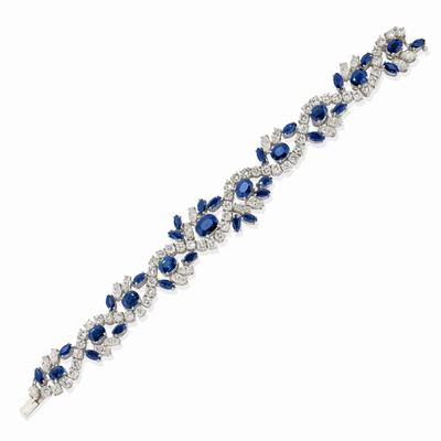 Bracciale in oro bianco 18k con zaffiri e diamanti