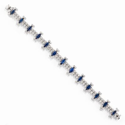 Bracciale in oro bianco 18k con zaffiri e diamanti