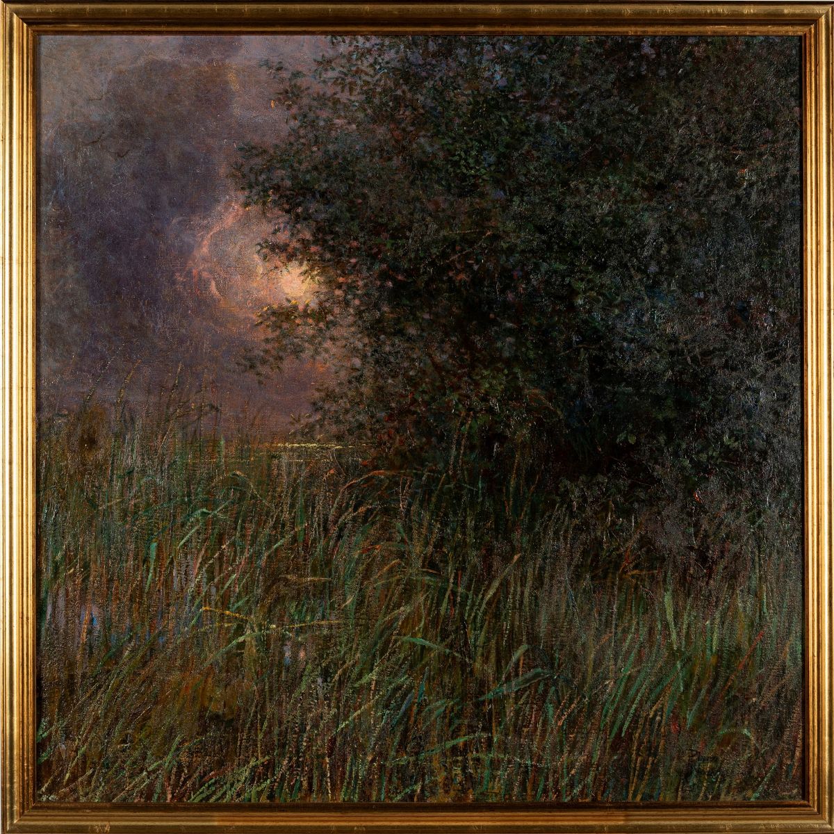 Plinio Nomellini - Fenicotteri tra i Falaschi - Luna D'ottobre