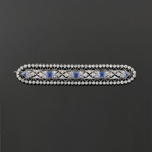 Spilla con zaffiri e diamanti, 1920 circa