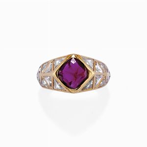 A 18K yellow gold, ruby and diamond ring, Marina B