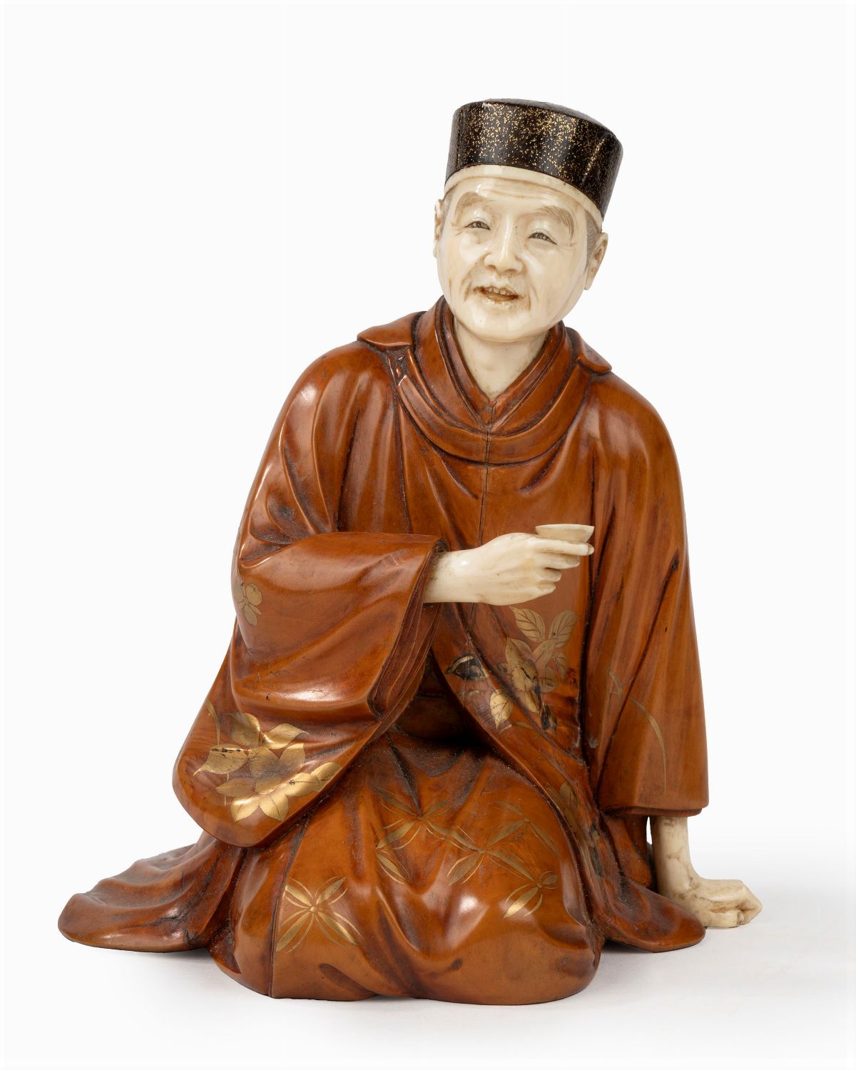 Okimono in legno e avorio, Giappone, periodo Meiji (1868-1912)
