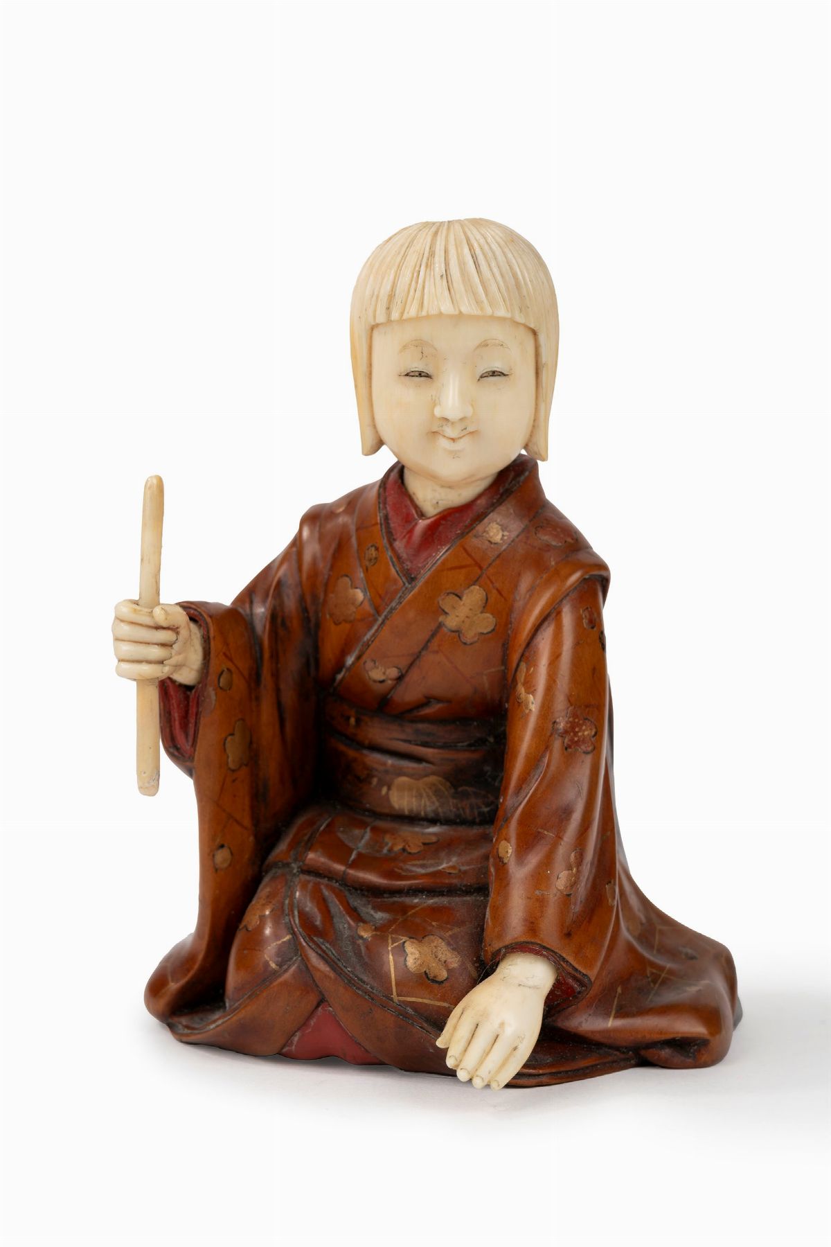 Okimono in legno e avorio, Giappone, periodo Meiji (1868-1912)