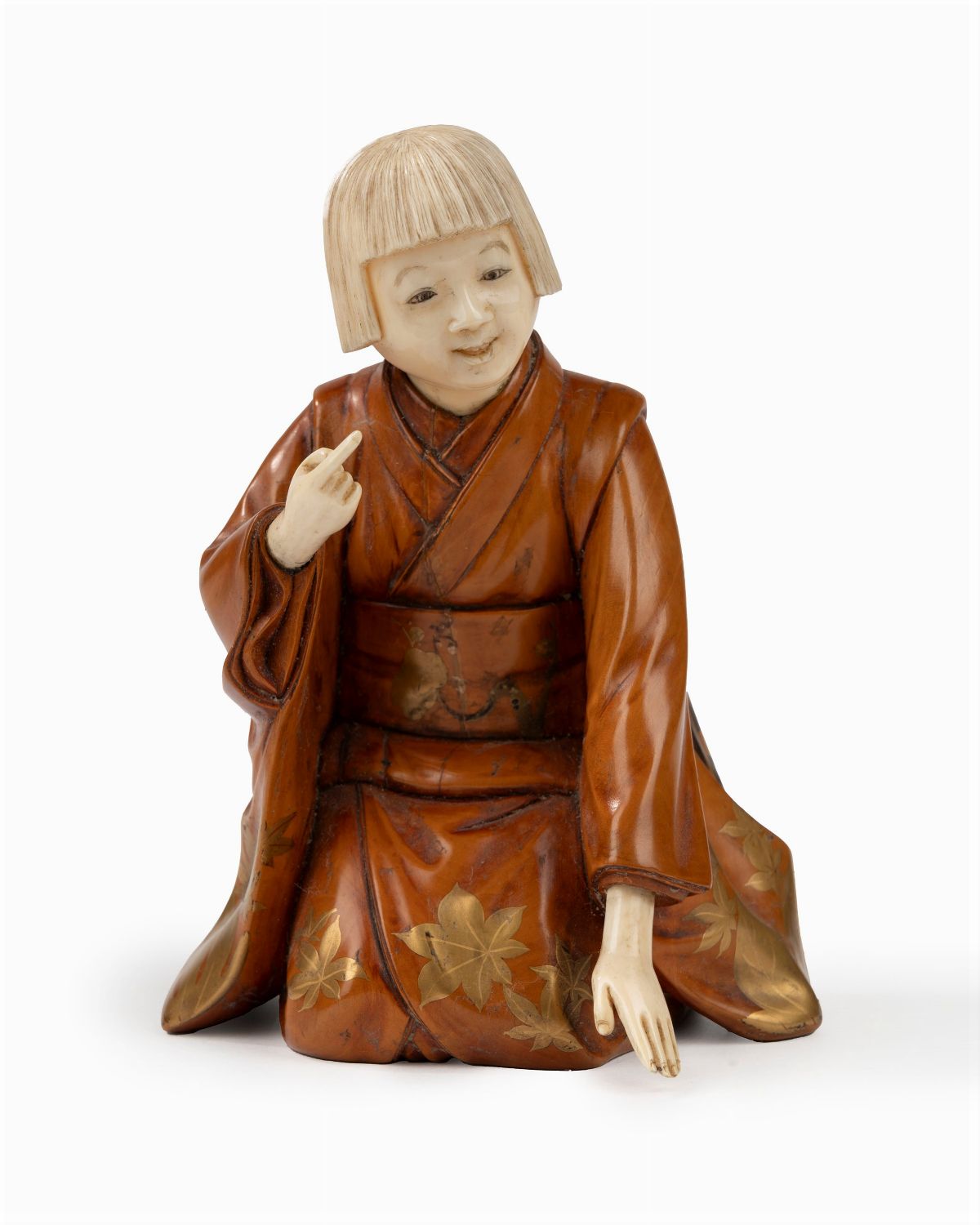 Okimono in legno e avorio, Giappone, periodo Meiji (1868-1912)