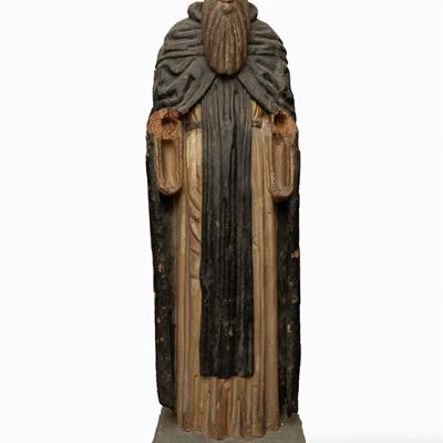 Scultura Raffigurante Santo in Legno Dipinto, Secoli XIV-XV