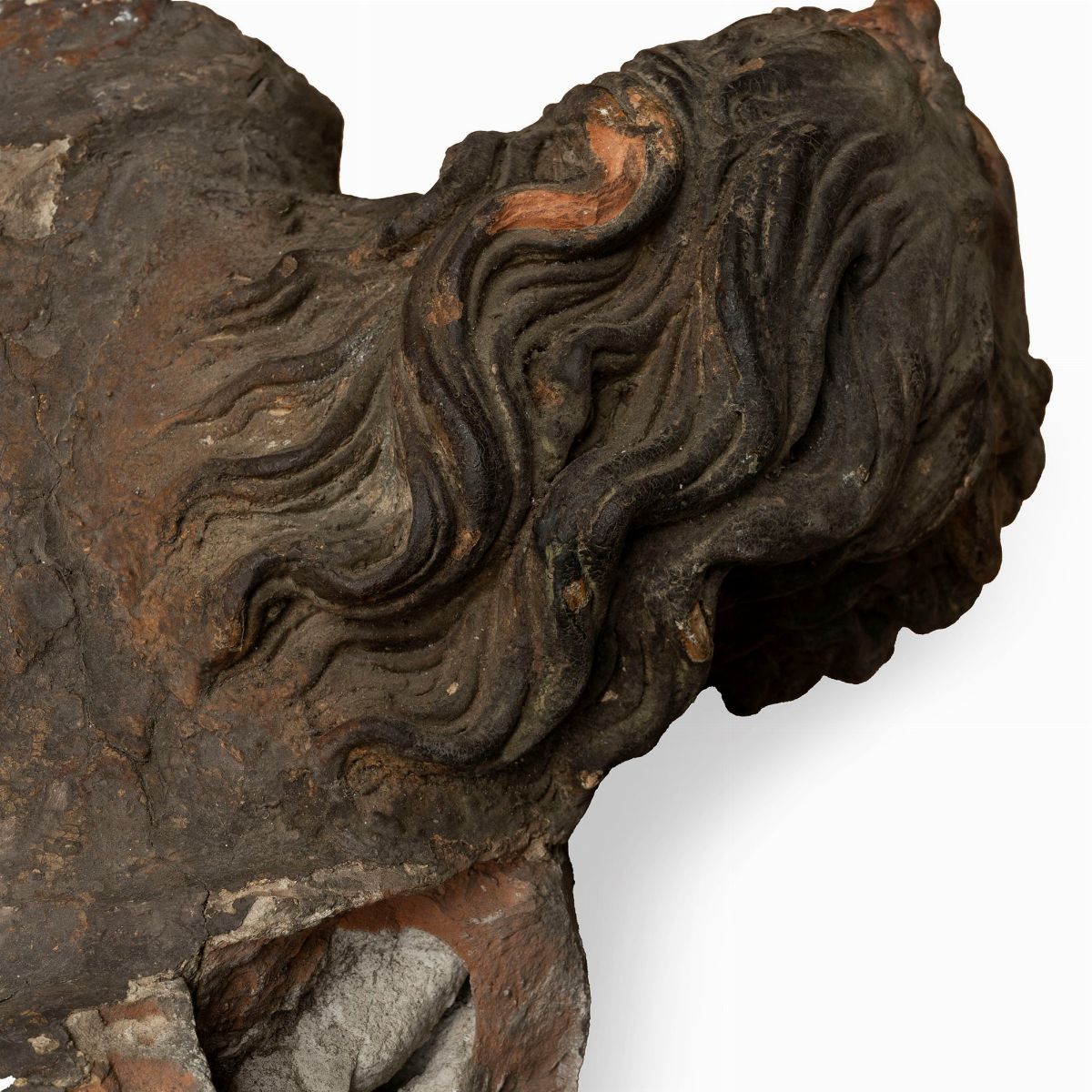 Testa in Terracotta Policroma Raffigurante Santo, Secolo XVII