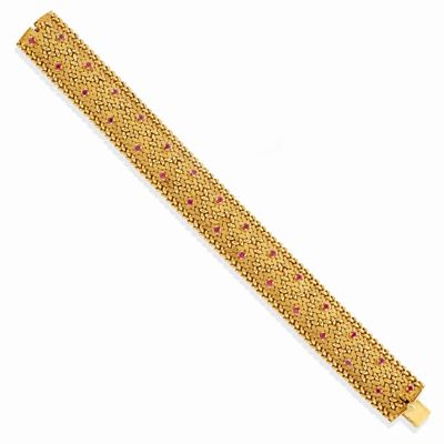 Bracciale in oro giallo 18k con rubini tondi