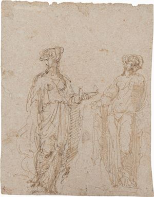Scuola neoclassica - Study for figures (recto); Sketches of Figures (verso)