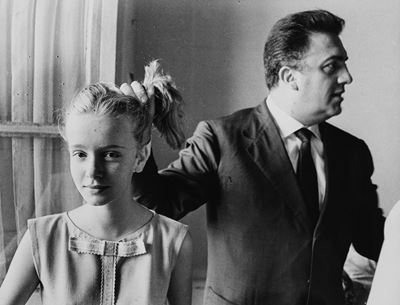 Federico Fellini e Valeria Ciangottini, Stampa vintage in 'La Dolce Vita', 1960