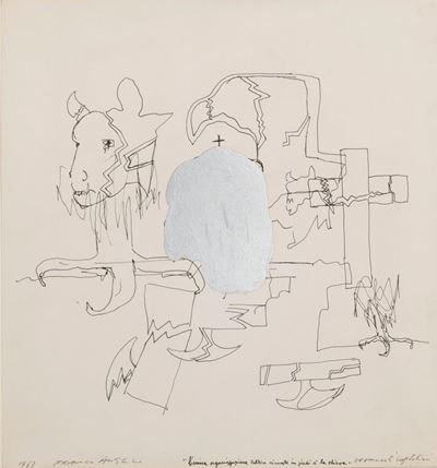Frammenti Capitolini, china e vernice argento su carta, 1963