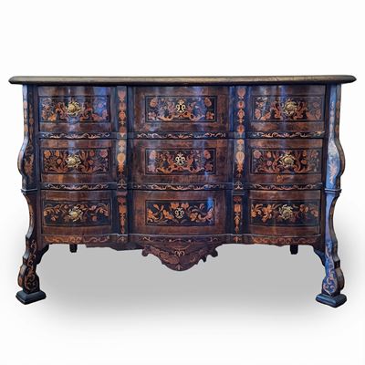 Importante Commode Mazzarino in Legno Intarsiato in Essenze Varie, Probabilmente Olanda, Secoli X...
