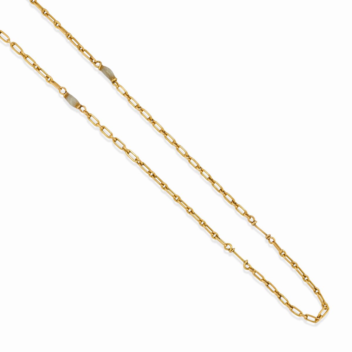 Lotto di gioielli in oro giallo 18k, composto da quattro catene con pendenti e bracciale