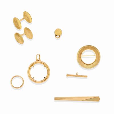 Lotto di gioielli in oro giallo 18k, peso 35,40 g
