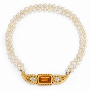 Collana con quarzo citrino