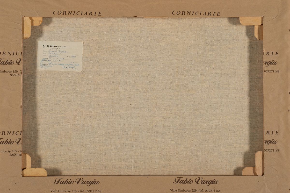 Roberto Crippa - Senza titolo, tecnica mista su carta applicata su tela