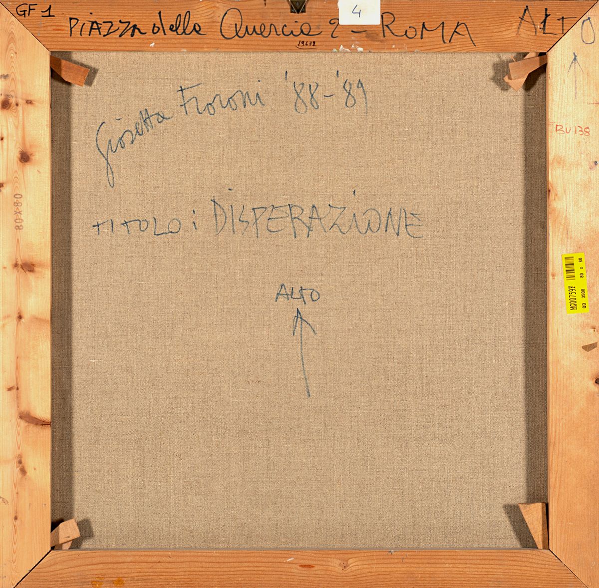 Giosetta Fioroni - Disperazione, olio su tela, cm 80x80, 1988-89