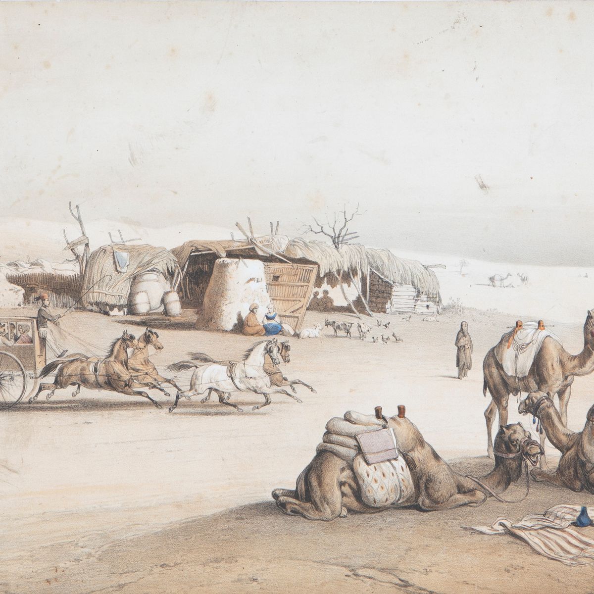 Lotto Composto da Cinque Stampe dalla Serie Reise Des Grafen Emanuel Andrasy in Ostindien Ceylon,...