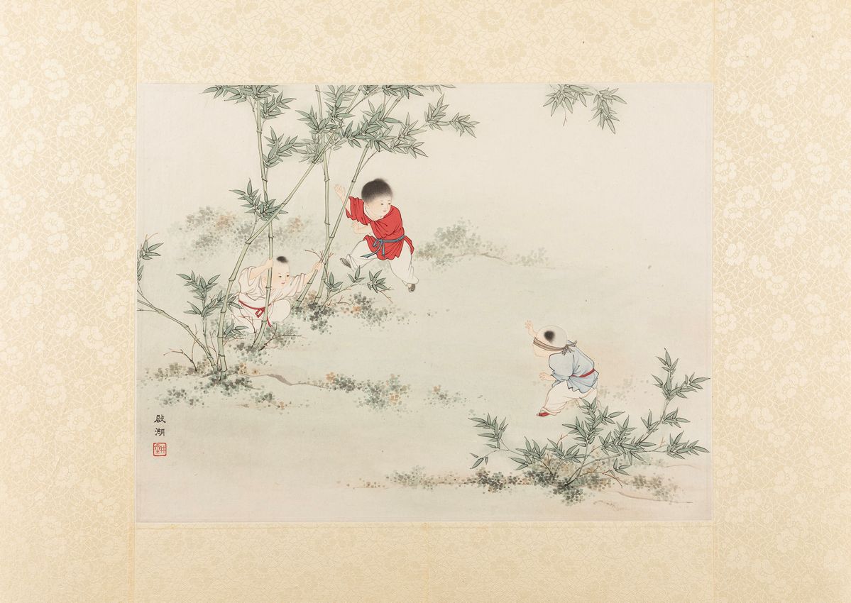 Cina, Dinastia Qing (1644-1911), Due dipinti su seta e uno su carta