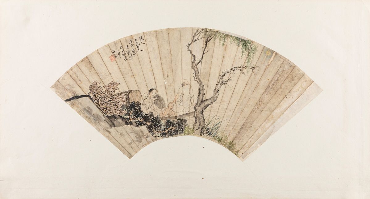 Cina, Dinastia Qing (1644-1911), Sei ventagli dipinti e due dipinti su seta