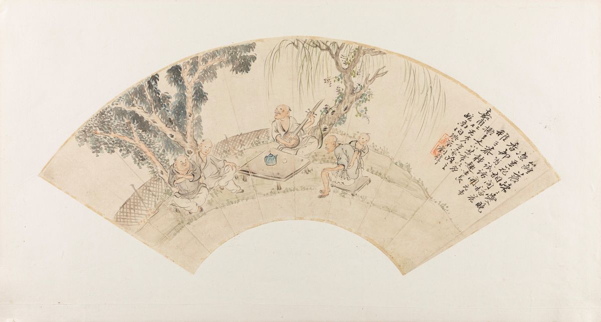 Cina, Dinastia Qing (1644-1911), Sei ventagli dipinti e due dipinti su seta
