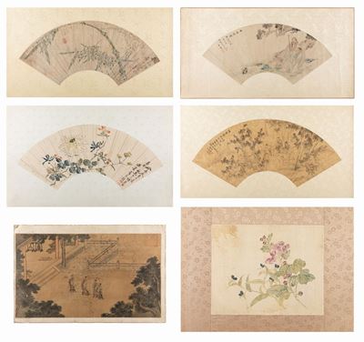 Cina, Dinastia Qing (1644-1911), Quattro ventagli dipinti e due dipinti su seta