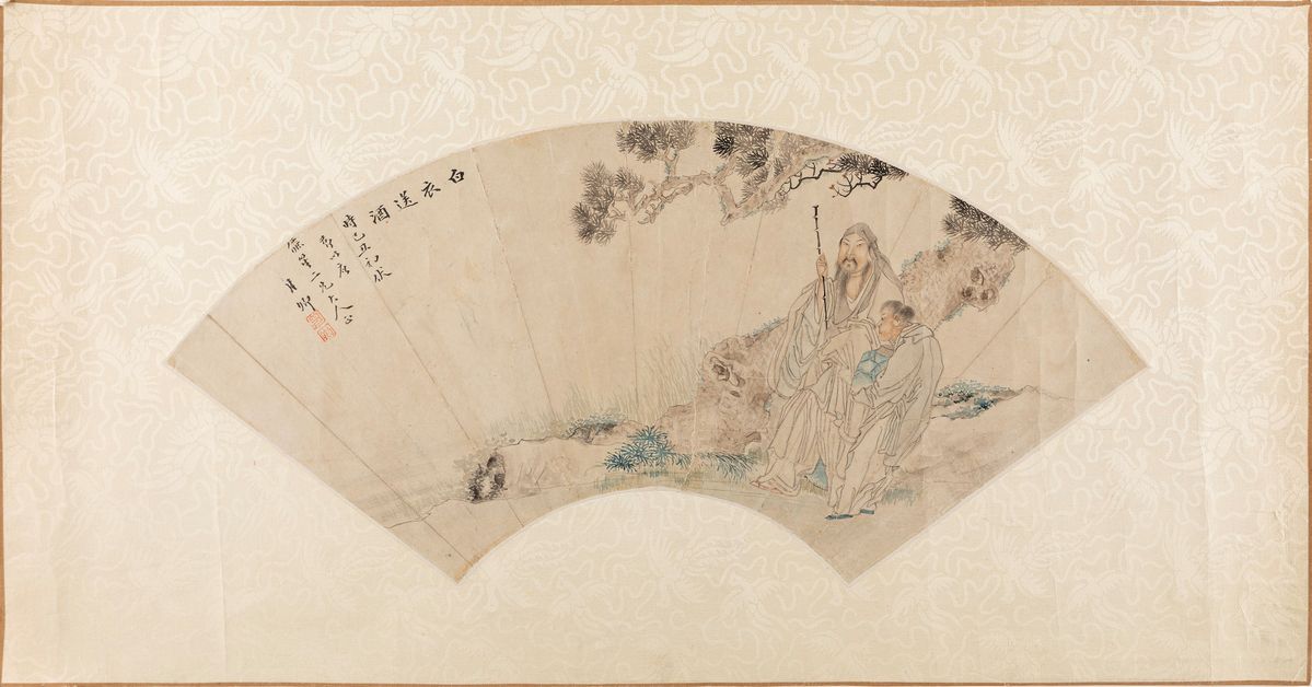 Cina, Dinastia Qing (1644-1911), Quattro ventagli dipinti e due dipinti su seta