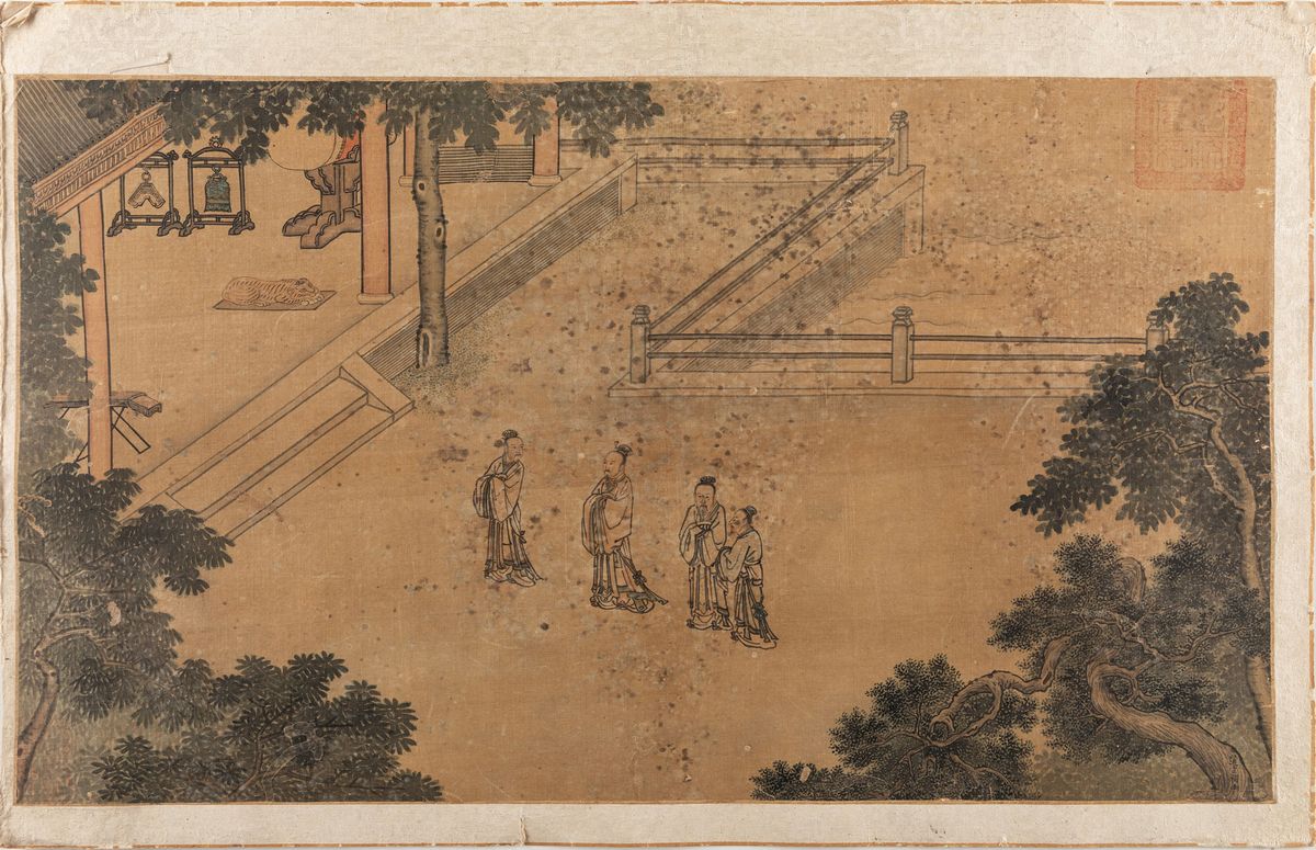 Cina, Dinastia Qing (1644-1911), Quattro ventagli dipinti e due dipinti su seta