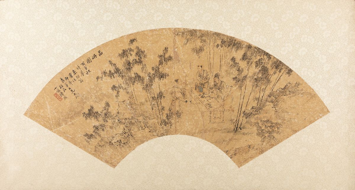 Cina, Dinastia Qing (1644-1911), Quattro ventagli dipinti e due dipinti su seta