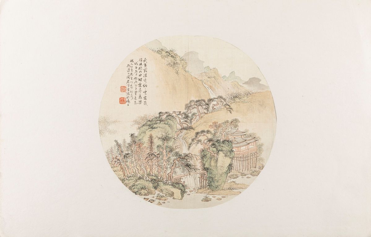 Cina, Dinastia Qing (1644-1911), Cinque dipinti su seta e un ventaglio dipinto su carta