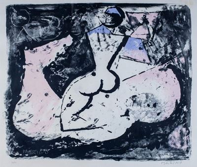 Cavallo e cavaliere, litografia a colori, edizione 34/50
