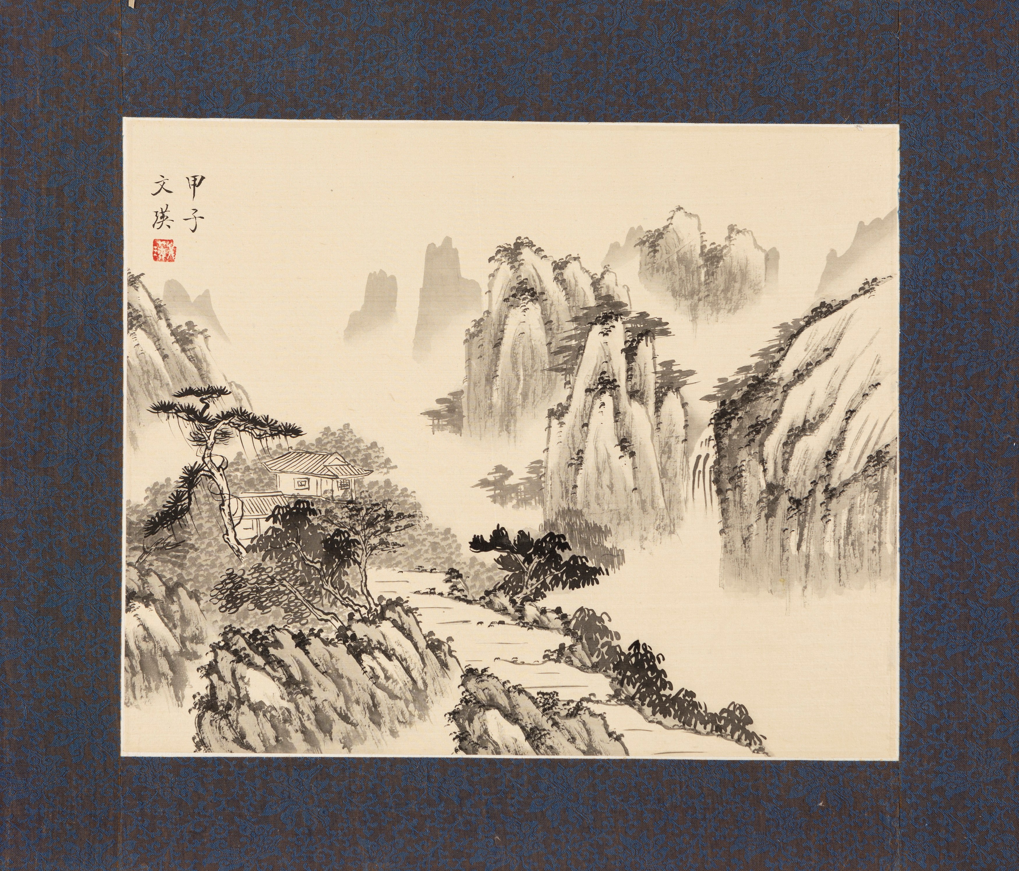 Cina, Seicento XX, Sei dipinti su seta raffiguranti paesaggi naturalistici con pagode