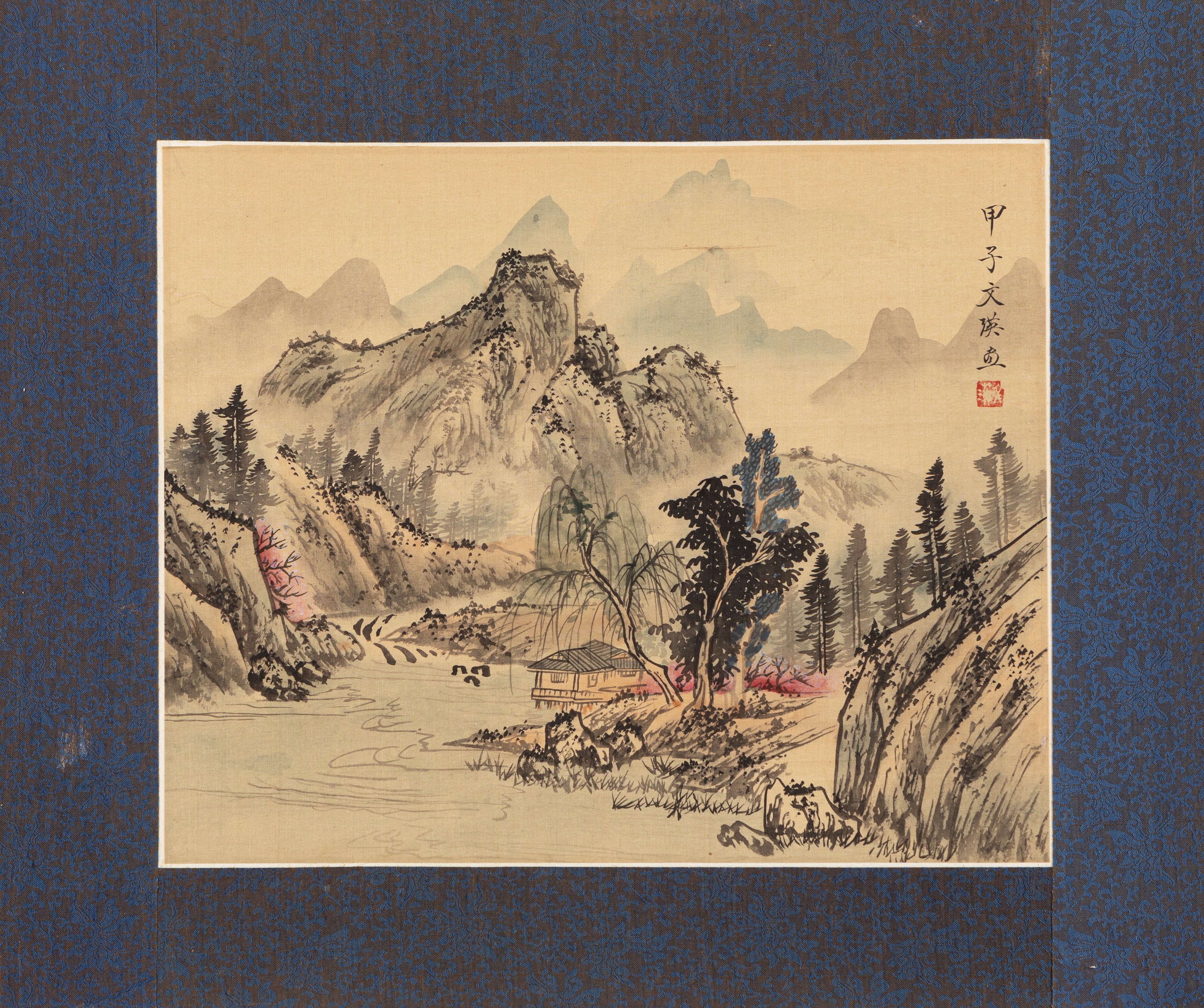 Cina, Seicento XX, Sei dipinti su seta raffiguranti paesaggi naturalistici con pagode