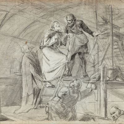 Bozzetto per il Quadro Rappresentante Giulio II in Visita a Michelangelo Mentre Affresca la Cappe...